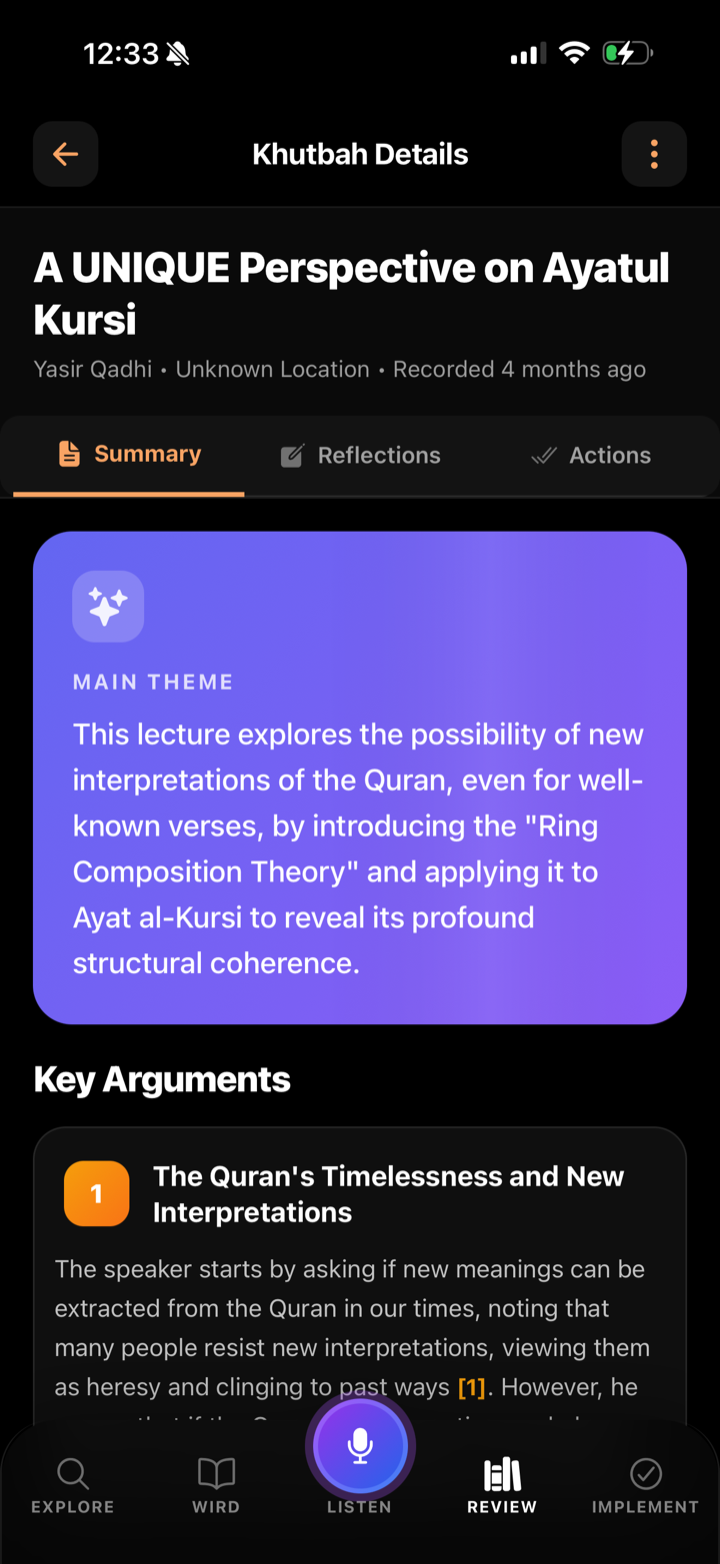 Bayan khutbah summary with key arguments and inline citations